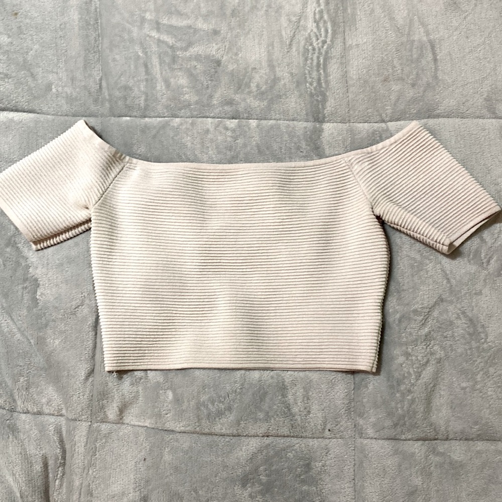 Off the shoulder crop top, cream color worn once. Super comfortable